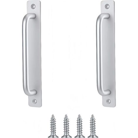 2 Pièces Poignée Meuble, Poignée Porte Coulissante en Aluminium - Anti-Rouille Poignee de Porte Pour Armoire, Tiroir, Garage,Armoires, Balcon,Jardin (Interieur et Exterieur) (argenté,180mm)