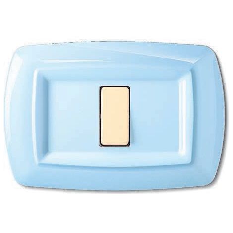 Placca 3 moduli 1 posto tond azzurro pastello