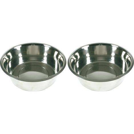 2 - Gamelle Inoxydable - Acier Inoxydable - Pour Chien Et Chat - Résistant Et Hygiénique - Usage Quotidien - Argent - 28x28 Cm