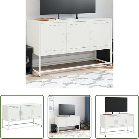 Stahl - TV-Schrank Weiß 100,5x39x60,5 cm Stahl (1/5)