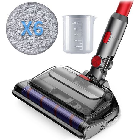 Tête de vadrouille, accessoire de vadrouille pour l\'aspirateur Dyson V15 V11 V10 V8 V7, accessoire de vadrouille avec réservoir amovible, brosse douce amovible pour sols lisses, 6 tampons de vadrouil (1/4)