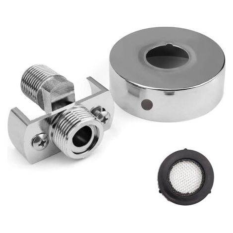 Adaptateur de robinet de douche M20, rotule pivotante en laiton argenté, traitement par galvanoplastie, avec cache décoratif, raccord excentré pour mitigeur, long (1/4)