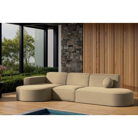 Garten Ecksofa SUNDAY in wetterfester Stoff ART-N Beige Ottomane Links (1/2)