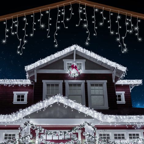 Guirlande Lumineuse 17 virgule 4m 500 LED Blanc Froid Guirlande Stalactite Noel Idéales Fenêtre Jardin électrique Guirlande Câble (1/5)