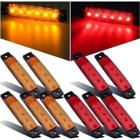 Lot de 10 feux de roche à LED, feux de garde-boue à LED, feux de passage de roue, feux à LED pour camions, voiturette de golf, Jeep Wrangler, RZR, Offroad, F150, F250, motoneige (rouge et jaune) (1/5)