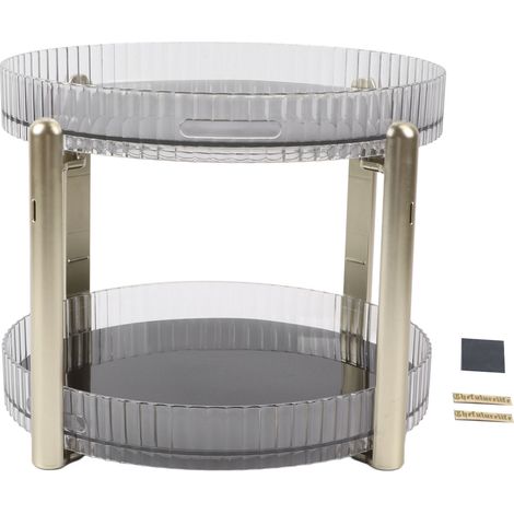 Organisateur de maquillage rotatif double couche, étagère cosmétique rotative multifonctionnelle pour la maison, blanc translucide (1/5)