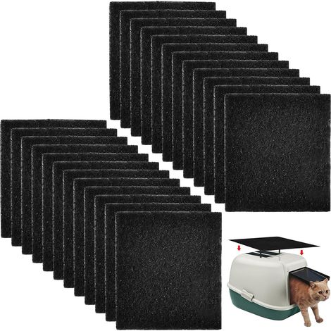 24 Pcs Filtre Litiere Chat, 11,5 x 10,5cm Contrôler Les Odeurs Filtre Litière Chat - Adsorption Élevée, pour Bac à Litière et Poubelle (1/5)