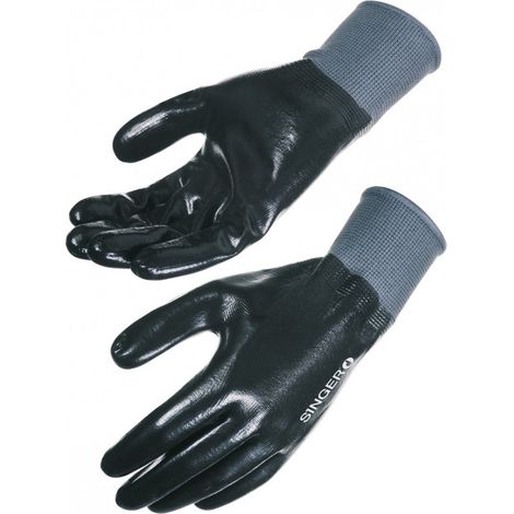 Gant nitrile tout enduit Support polyester- SINGER - NYM157NB T6 (1/2)