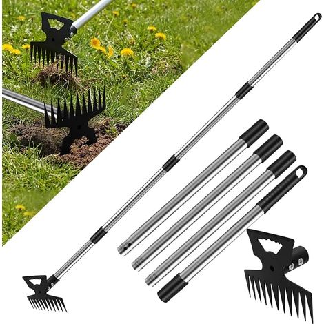 Manual Weeder, 147 cm Weed Rake with Long Handle 2 in 1 Hoe for Gardening, Weeding Tool for Yard, Lawn, Terrace (1/5)