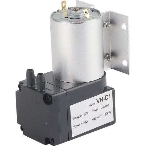 Xiuganpo Gleichstrom-Luftpumpe mit Ständer für hohe Leistung und hohes Vakuum, 12/24 V 10 W -80 kPa 15 l/min Geräuscharme Membran-Vakuumpumpe ohne Vakuumansaugung mit geringem Geräuschpegel und (DC12V