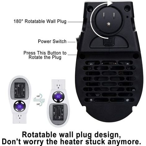 Mini Chauffage Soufflant Céramique 500W sur Prise, Portable Économique avec Thermostat et Minuterie (1/3)