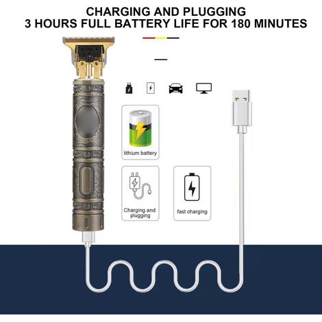 Tondeuse à cheveux électrique ABS 600mA, tondeuse professionnelle pour barbe et gravure, coupe-cheveux rechargeable, outil de coiffure précis pour homme, usage domestique et salon (1/5)