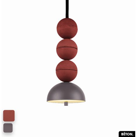 Lampe de suspension en béton - BOSFOR CONCRETE TERRE ROUGE - SPARROW 3 BALLES LED 14W (1/2)