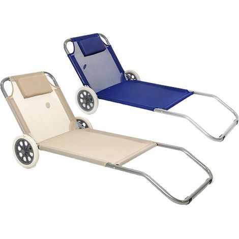 Sedia sdraio con cuscino Carrello a 2 ruote doppio uso per trasporto porta oggetti da mare spiaggia campeggio - colorigenerali: BLU (1/4)