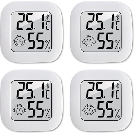 Thermomètre-hygromètre d'intérieur haute précision 4 Buc pour chambre d'enfant, salon, bureau, serre, fixation murale 4 Buc (1/5)