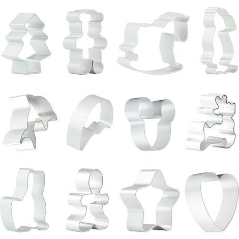 Ensemble de 12 emporte-pièces en acier inoxydable, motifs animaux, pour enfants, anniversaires, fêtes, vacances, pâtisserie maison et fondant. (1/5)
