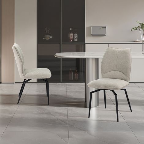Lot de 2 chaises pivotantes en tissu texturé ecru - BABNA (1/5)