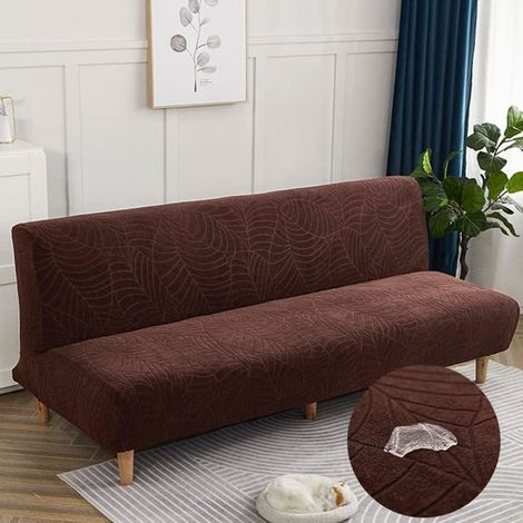 Housse de canapé clic-clac jacquard, extensible, imperméable, universelle sans accoudoirs,Brun, 160-190cm Label (1/4)