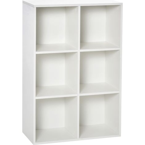 Bibliothèque, en bois, blanc, 65,5 x 30 x 97,5 cm, pour salon bureau, rangement livres, organisation maison, format pratique (1/5)