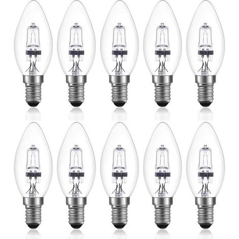 42W E14 C35 Dimmable ampoule halogène AC 220-240V Blanc Chaud 2700K e14 transparante ampoule halogene bougie (10pcs) (1/4)