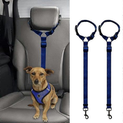 Ceinture de sécurité pour chien, lot de 2 ceintures de sécurité pour animaux de compagnie (chien et chat) avec appuie-têtes élastiques (1/5)