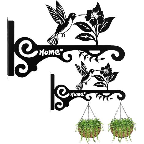 2 Supports Muraux en Fonte Antirouille - Porte-Plantes Suspendu 15kg pour Jardinières/Lanternes/Volières Ganchers Robustes avec Vis Incluses (Résistant aux Intempéries) (1/5)