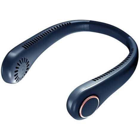 QORVA-Bleu profond Ventilateur Portable, Ventilateur de Cou Portable Mini Ventilateur Cou Silencieux Mains Libres, Ventilateur Cou sans Feuilles Réglable à 360°, 3 Vitesses pour Les Activités Intérieu (1/4)