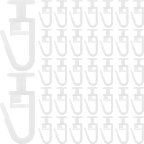 Lot de 50 crochets de tringle à rideaux en plastique, accessoires pour tringle à rideaux coulissante, rail flexible pour fenêtres, fixation au plafond, système de poulie simple (1/4)