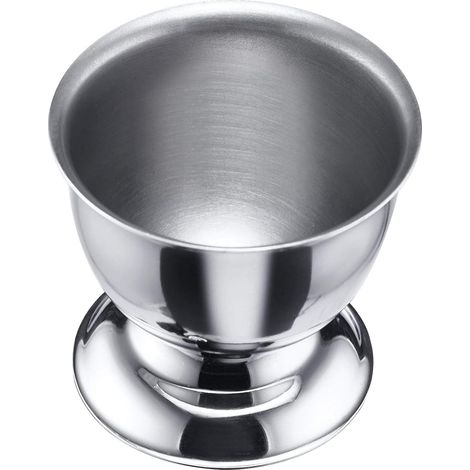 4 Coquetier à Pied, Acier Inoxydable, Empilable, ø 5 cm, Argent, Petit Déjeuner, Camping (1/5)