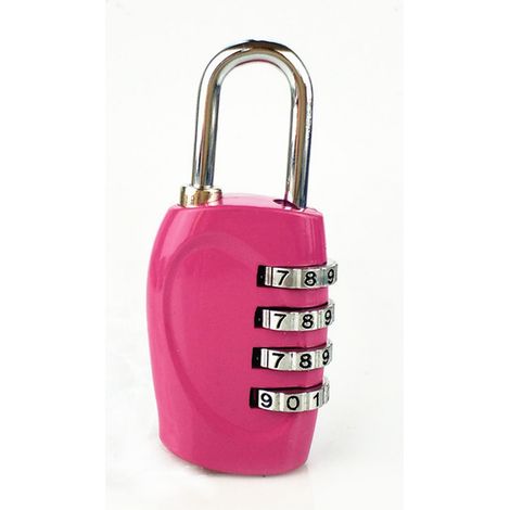 Cadenas à combinaison à 4 chiffres pour l'extérieur, en alliage de zinc, pour bagages, sacs à dos, valises, tiroirs et casiers. Rose. (1/4)