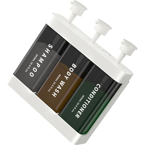 Seifenspender mit 3 Kammern und Handpumpe für Bad, Küche, Hotel, Schreibtisch oder Wandmontage, Weiß (1/5)