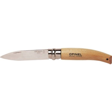Couteau de jardin N°8 – Lame 8.5 cm en acier inoxydable Sandvik – Manche en hêtre verni – Bague double sécurité Virobloc – Opinel
