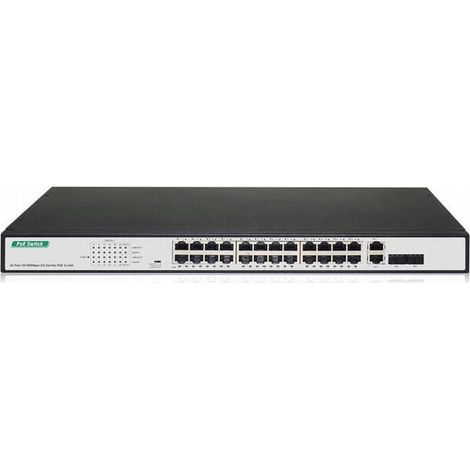 Digitus DN-95343 switch No administrado Fast Ethernet (10/100) Energía sobre Ethernet (PoE) 1U Negro, Plata (1/4)