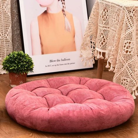 Floor Cushion, Round Shape Tufted Seat Cushion Thicken Corduroy Meditation Cushion Tatami Floor Cushion for Yoga, Living Room, Balcony, Outdoor Office, Pink, 22x22inch (1/5)