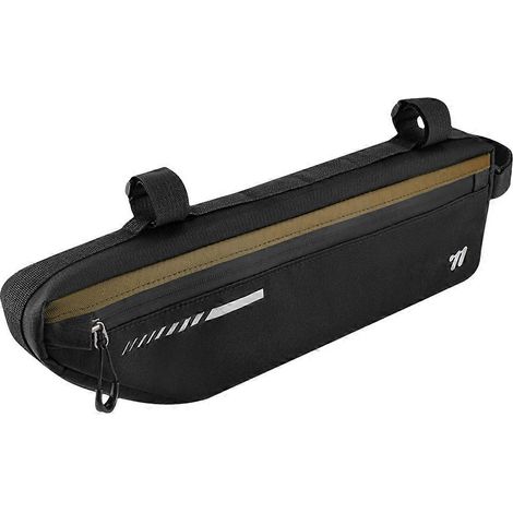 Sacoche de vélo WEST BIKING 2,6 L grande capacité, fixation sur le tube supérieur avant, étanche et résistante à l'usure, noire et marron (1/5)