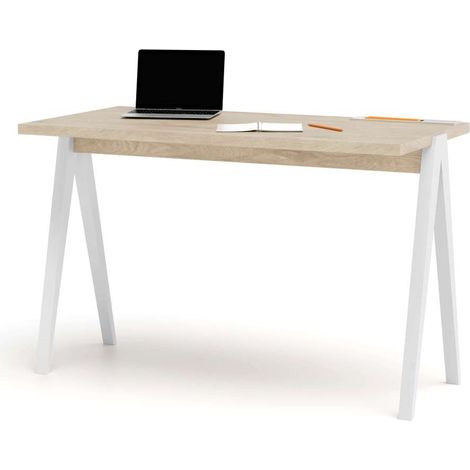 Mesa estudio Mod-635 acabado en color roble combinado con blanco, 60 x 120 x 78 cm (fondo x ancho x alto) (1/5)