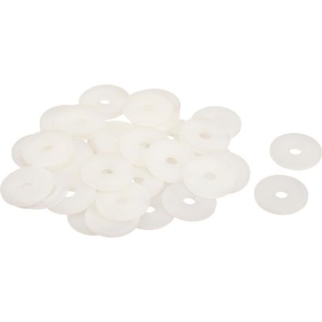 Rondelle Nylon M6 - Diamètre Intérieur 6 mm - Diamètre Extérieur 25 mm - Épaisseur 2 mm - Isolante - Pour Fixation Mécanique et Plomberie - Lot de 40 (1/5)