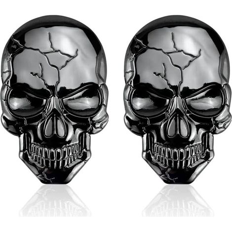 CSPARKV 2 Pièces Stickers Tête de Mort 3D Velo, Autocollant de Voiture de Crâne, Crâne Autocollant de Voiture, Autocollants Réservoir Tête de Mort, Cool, Décorez Votre Voiture (Noir) 2 Pièces (1/4)
