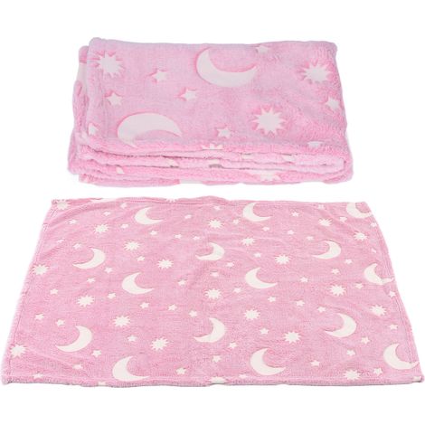 Couverture en flanelle double face phosphorescente, couverture fluorescente, couverture d'été pour la climatisation, couverture pour enfants, rose. (1/5)