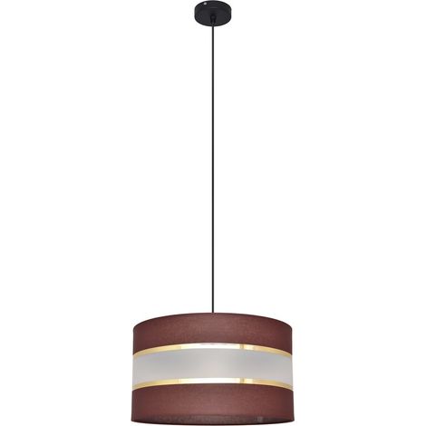 Helam HELEN Plafonnier Suspension Cylindrique Marron, Or, Noir 35cm