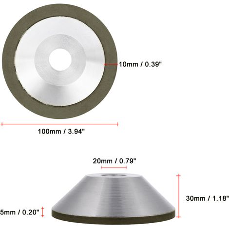Meule diamantée professionnelle en résine 100 x 20 x 10 x 5 mm pour fraises en acier au tungstène, grain 600, accessoires pour affûteuse, 100 mm (1/5)