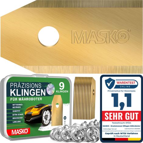 MASKO® Lame di ricambio per robot rasaerba  lame universali per rasaerba con viti innovative  rivestimento in titanio durevole / per Gardena / Husqvarna,  9 pezzi