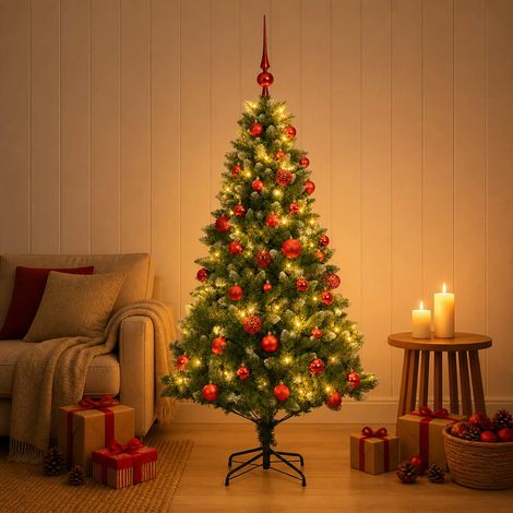 vidaXL Artificial Christmas Tree with Bauble 120 cm 150 LEDs (1/5)