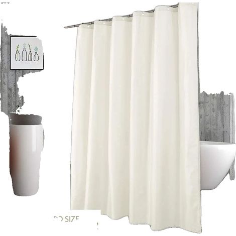 Rideau de Douche, 100% Imperméable, Design Extra Long, Ivoire, 180180cm (1/5)