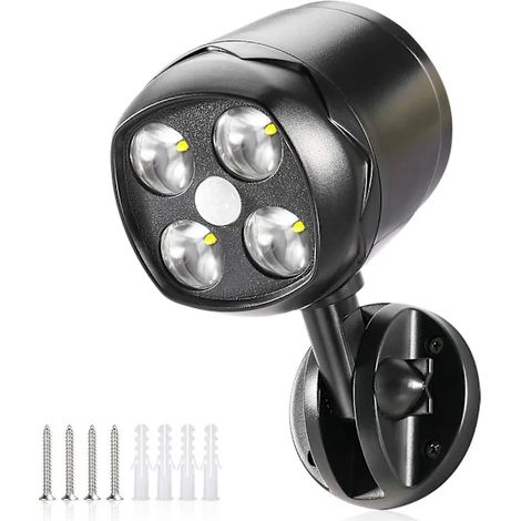 Projecteur extérieur à détecteur de mouvement, étanche, avec LED 600 lumens et sans fil, alimenté par batterie, pour porcheyux (1/5)