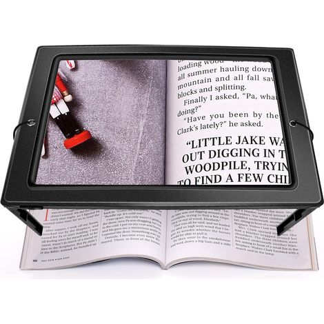 Lupa De Lectura Con Luz - Lupa 5x Acrilico - Para Adultos Mayores - Escritorio Manos Libres Plegable - 24x16 Cm - Alimentacion Baterias AAA O USB (1/5)