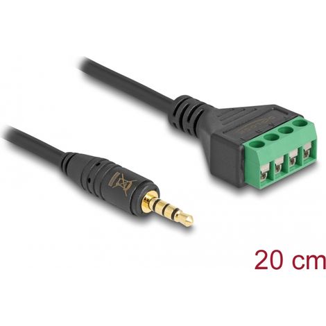 Delock Cable Adaptador de clavija estÃ©reo macho de 3,5 mm y 4 patillas a bloque de terminales 20 cm
