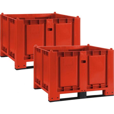 BRB SPAR-SET, 2x Palettenbox mit 2 Kufen, LxBxH 1200x800x850 mm, rot