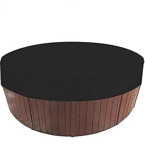 Runde Whirlpoolabdeckung, wasserdichte Plane, Badewannenabdeckung für den Außenbereich, UV-beständig, schwarz, 190 x 90 cm (1/5)