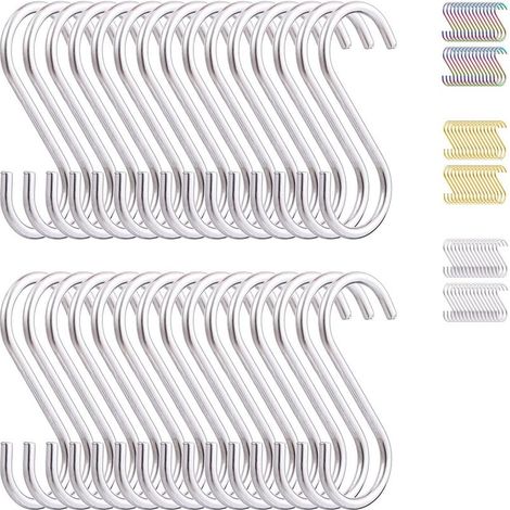 Ganci a S per appendere, confezione da 30 pezzi, robusti ganci in acciaio inossidabile, per cucina, esterni, giardino, ganci per appendere pentole, padelle, utensili da cucina, tazze, asciugamani (1/5)